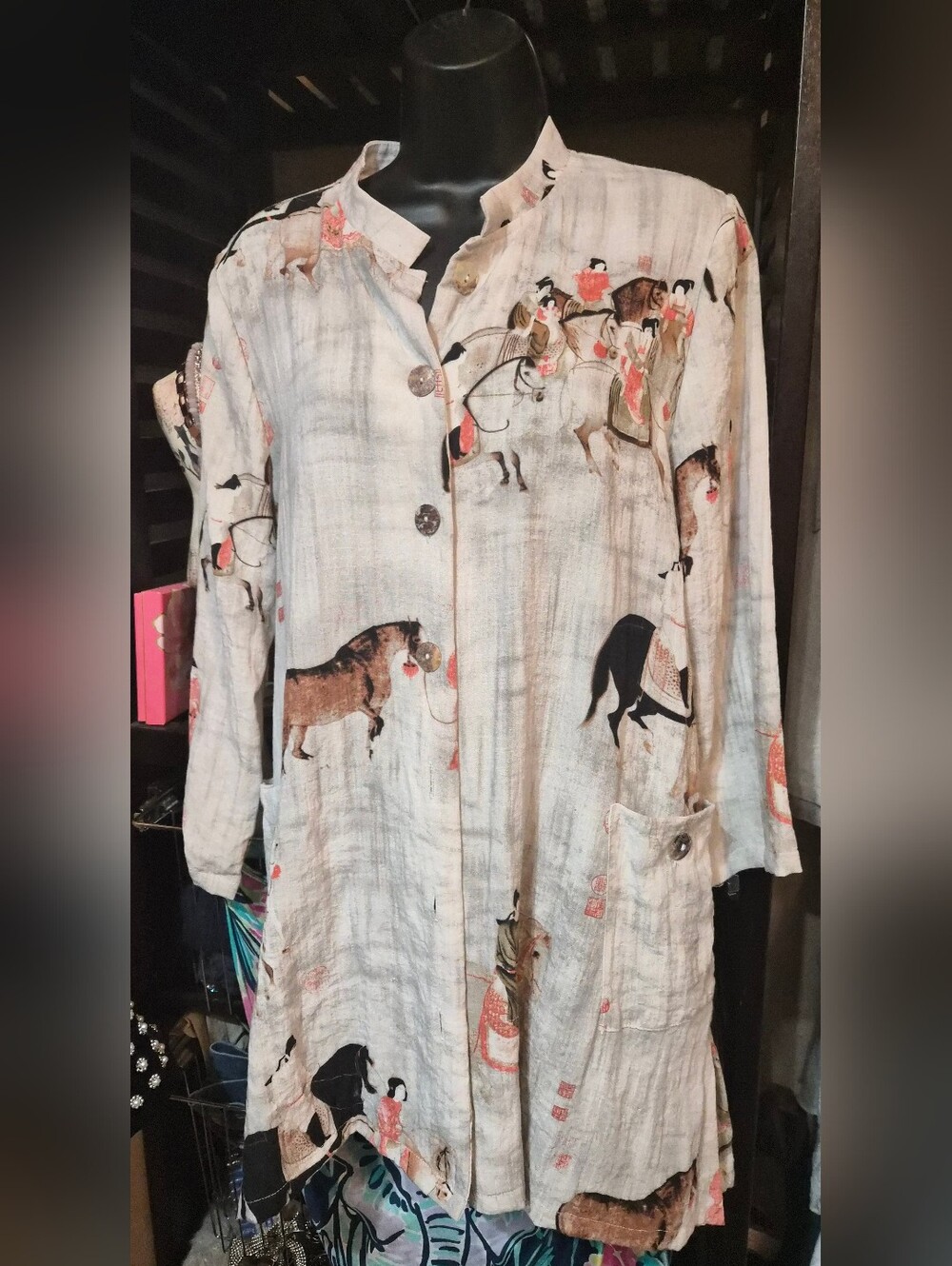 Soft Surroundings Song Dynasty top/ tunic size Large Horses - Picture 2 of 9